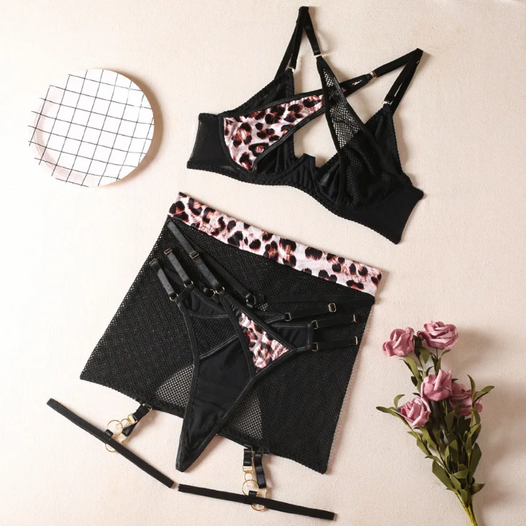 Black Fishnet Garter Set
