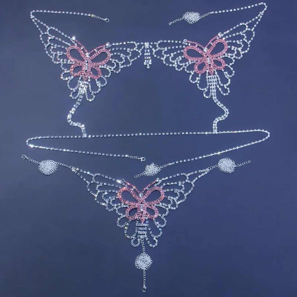 Crystal Body Chain Lingerie Set