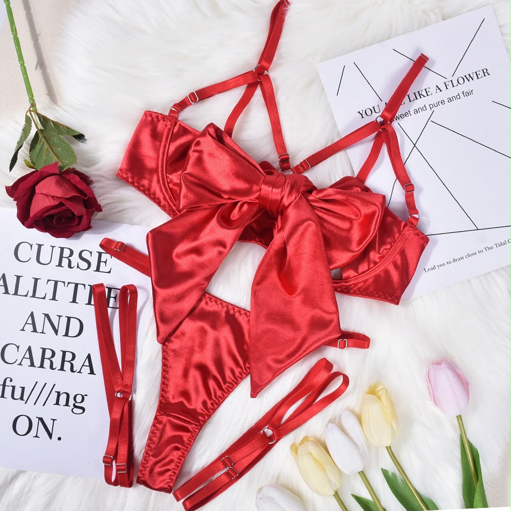 Satin Bow Lingerie Set 🎀