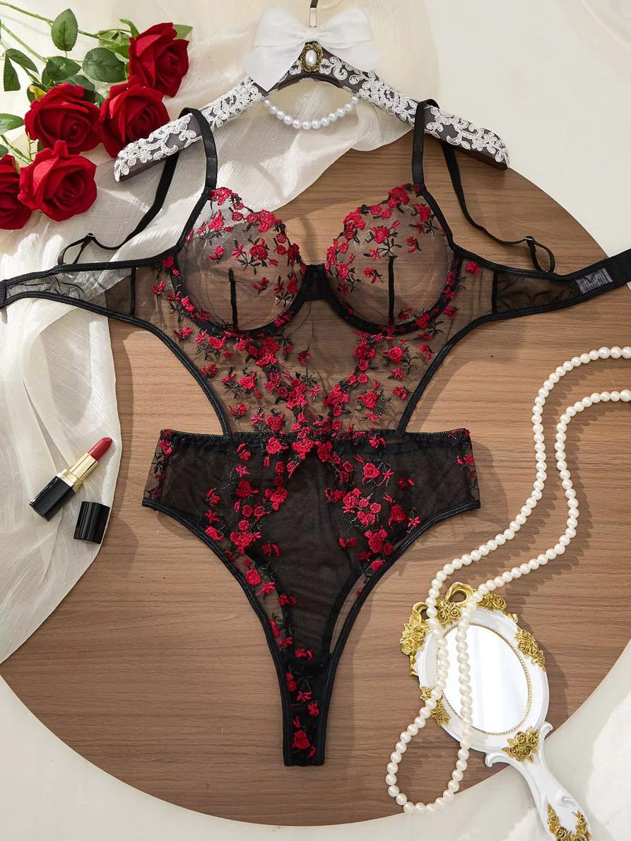 Red Rose Illusion Bodysuit